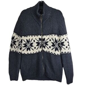 Gap Mens Wool Blend Full Zip Cardigan Small‎ Preppy Fair Isle Bohemian Nordic